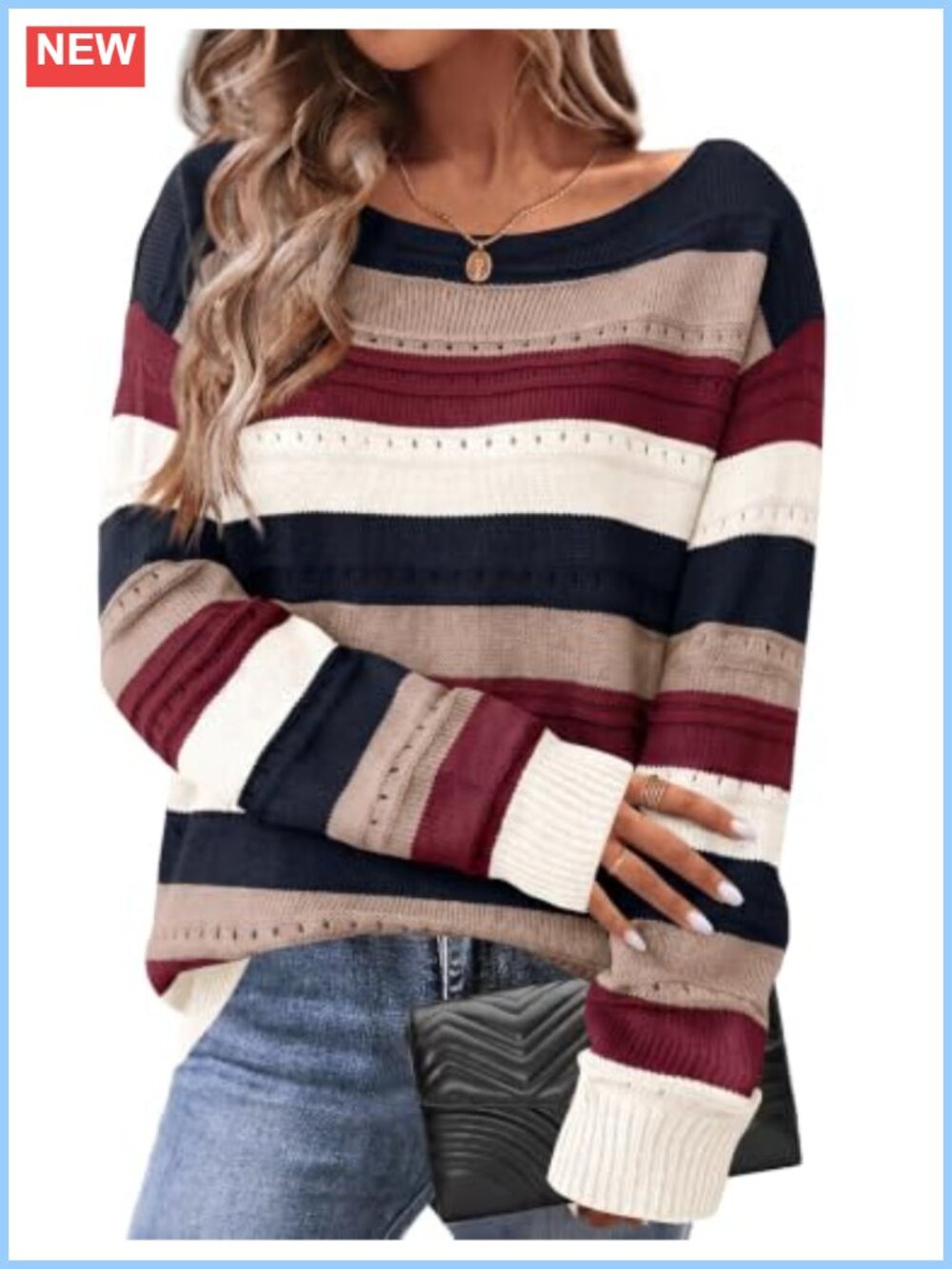 Crochet Knit Off Shoulder Pullover Sweater Loose Fit Viscose Blend